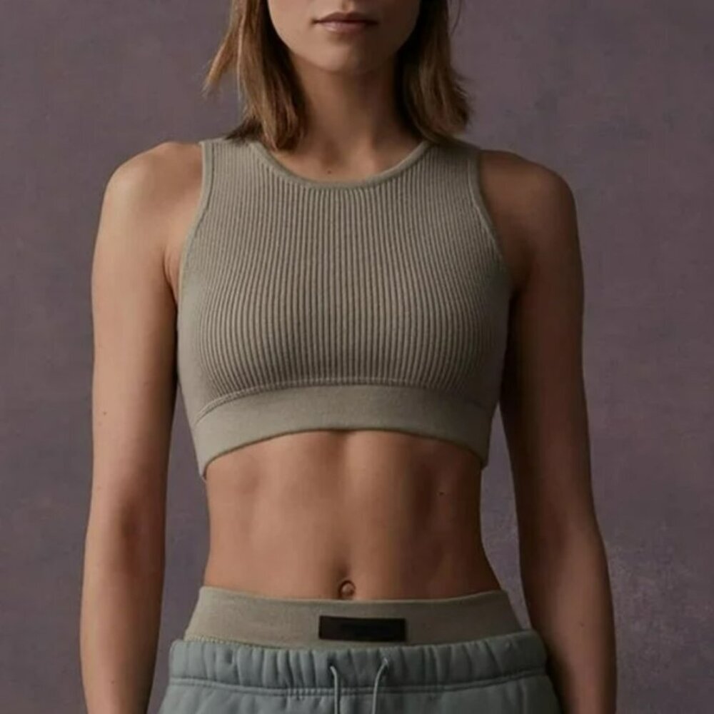 Fear of‎ God Essentials Women's Heather Grey Knit Sport Tank Top Size L - NEW